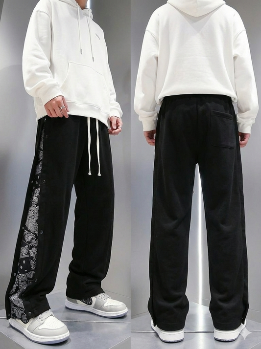Bandana Panel Wide-Leg Track Pant