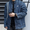 Suspended Clothing Blue Washed Denim CNY Jacket Front View