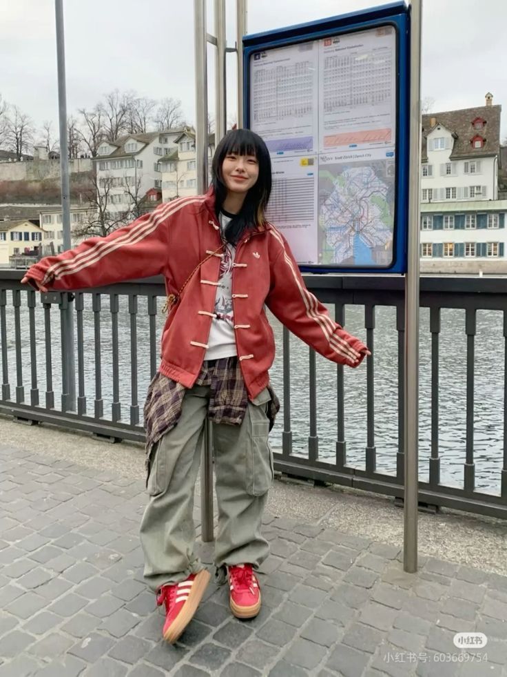 Full front view of Suspended Clothing red CNY jacket, showcasing Premium Red Lunar New Year Streetwear with oversized fit