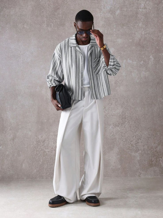 Unisex Premium Knife Pleat Track Pants | Fit Wide Leg Casual Trousers 