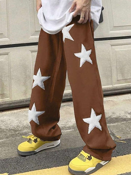 Suspended Clothing Premium Star Patchwork Track Pants – Brown | Bold Streetwear Statement