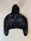 Suspended Clothing premium depth hoodie with 3d layered distressed applique patches