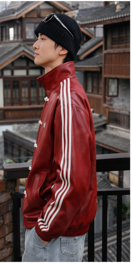 Suspended Clothing CNY Leather Jacket – Chinese Knot Streetwear Faux Leather Jacket Unisex | Premium Lunar New Year Inspired Street Fashion