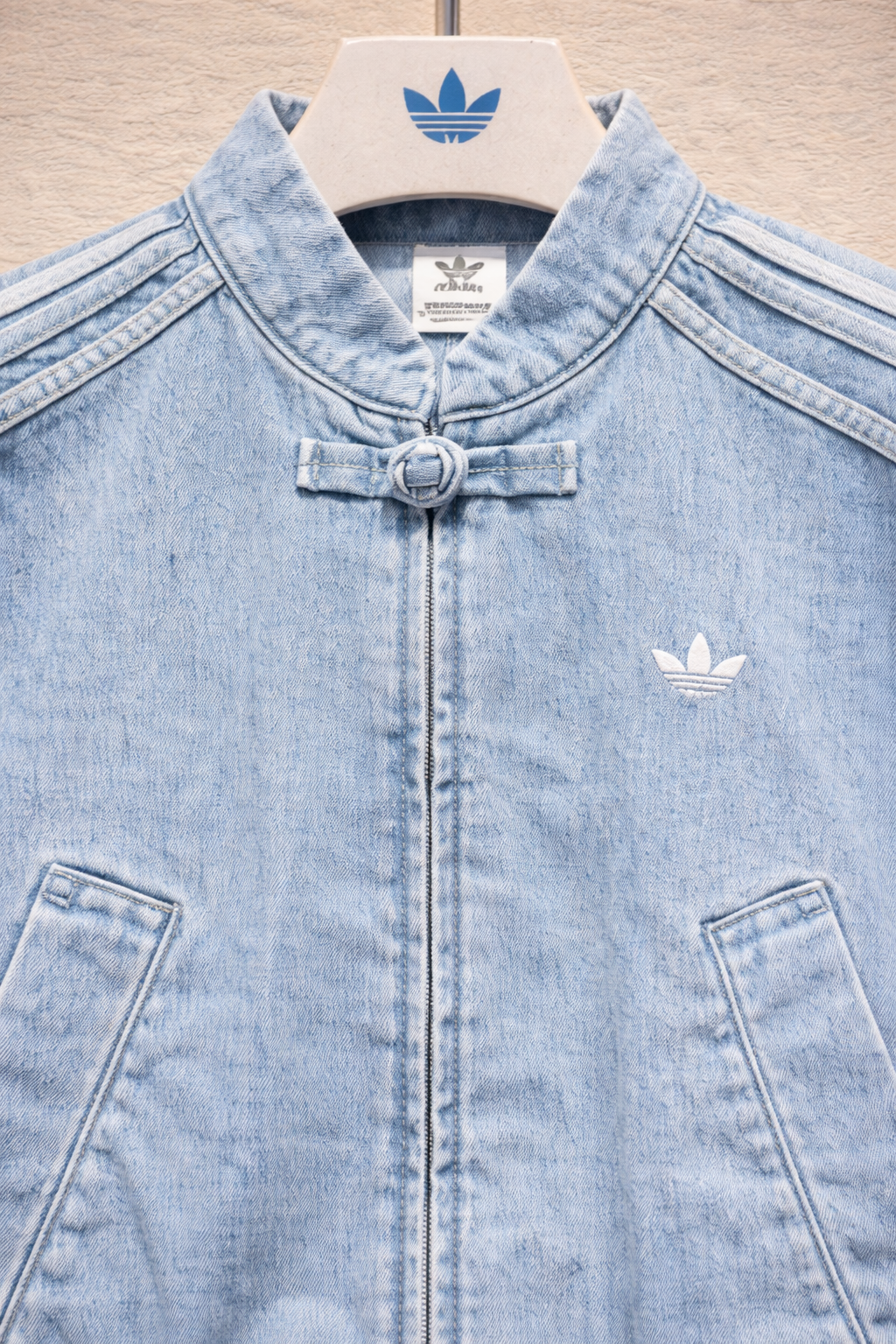 vintage-inspired indigo outerwear layered over a white t-shirt and cargos.